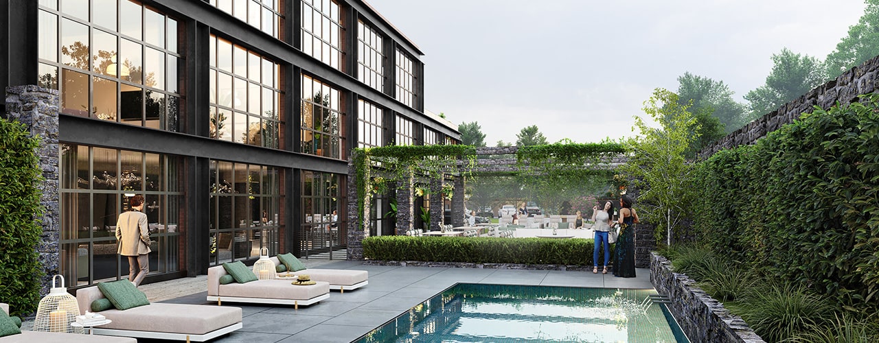 Westport Mill Pool Deck rendering